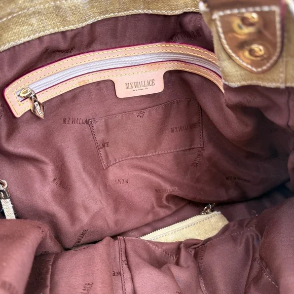 MZ Wallace tote bag purse in gold nylon - Picture 11 of 14